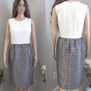 MaxMara Pianoforte midi sheath summer dress silver gold metallic sleeveless